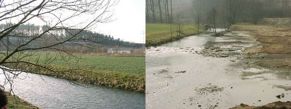 Vor und nach der Profilaufweitung am "Sauren Kamp"