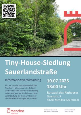 Plakat zur Infoveranstaltung "Tiny-House-Siedlung"