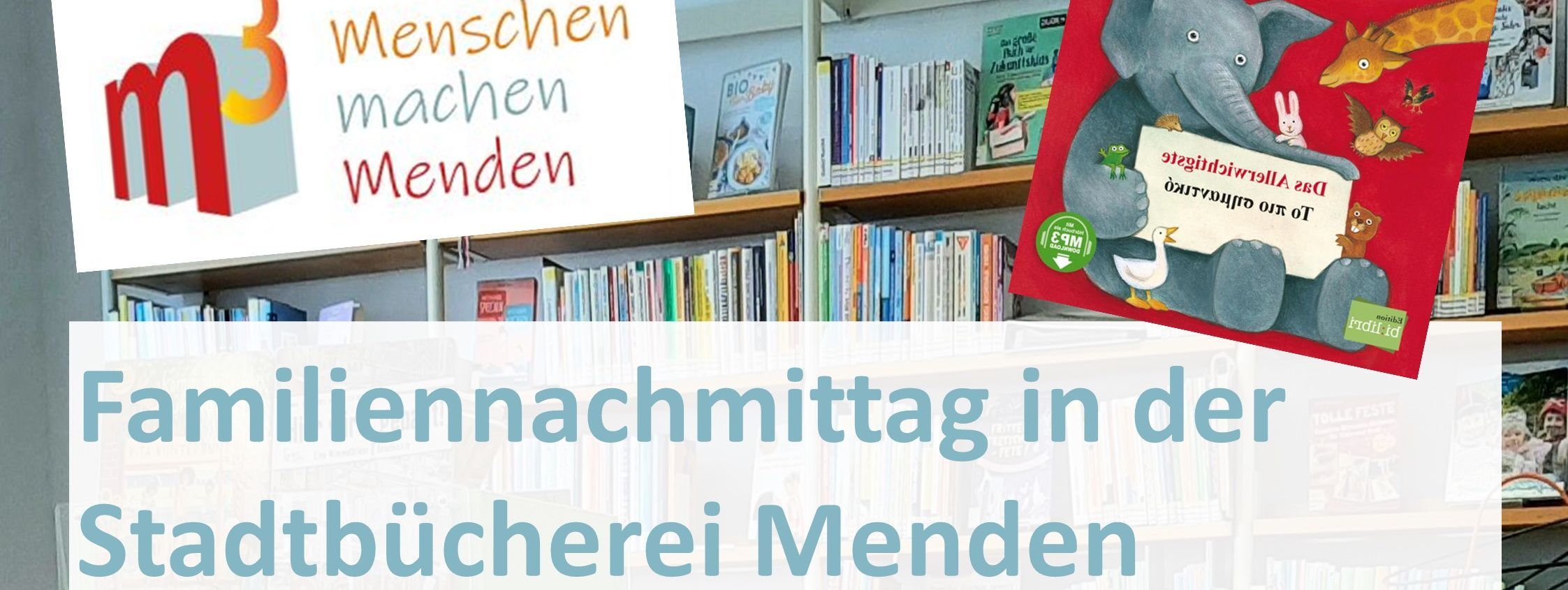 Plakat zum Familiennachmittag in der Bücherei
